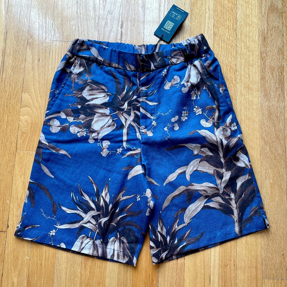 $170.00 NEW TED BAKER LONDON LINEN BLEND FLORAL SHORTS SIZE 28R